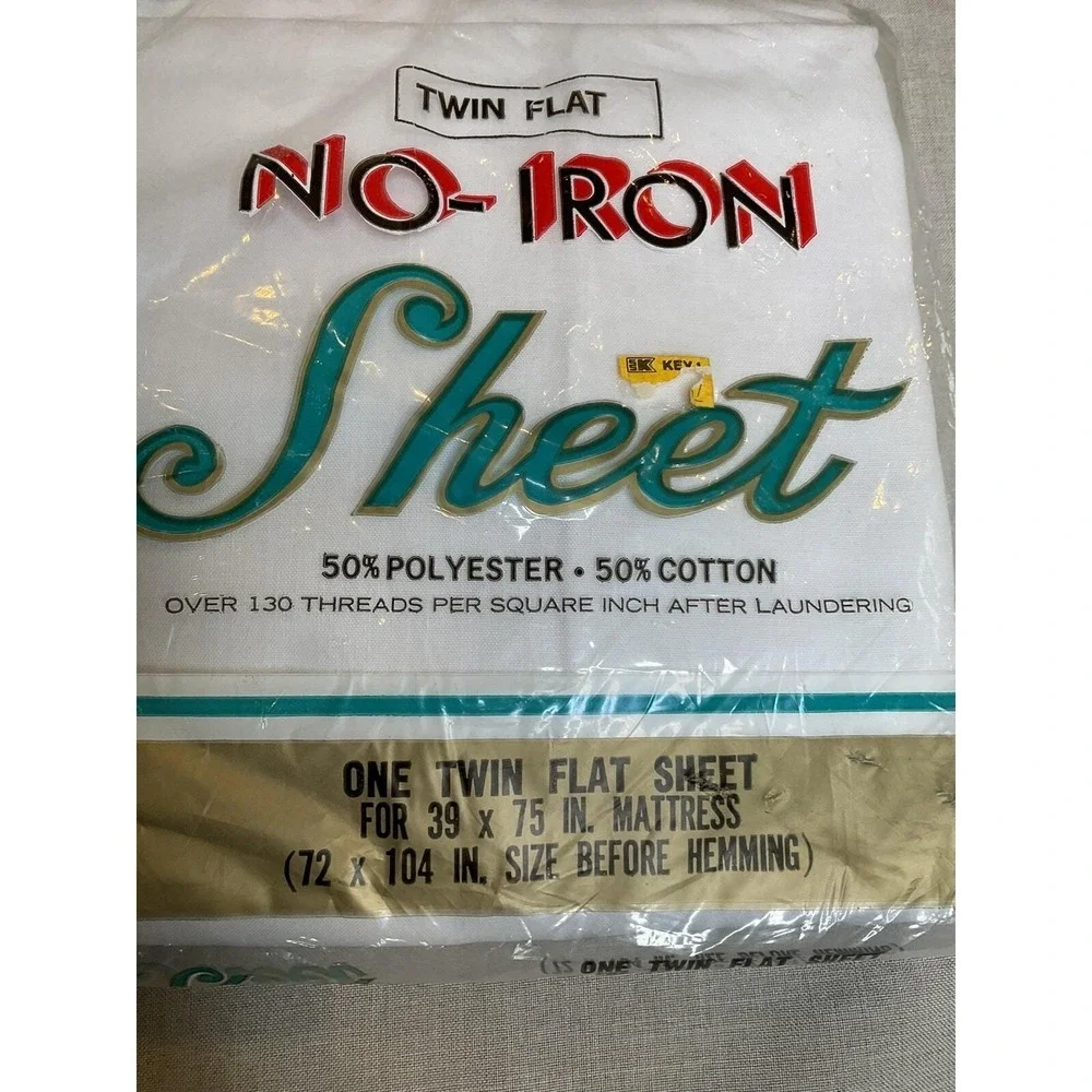 New Vintage Kmart Twin Flat Sheet White No‎ Iron Retro Mod USA Permanent Press